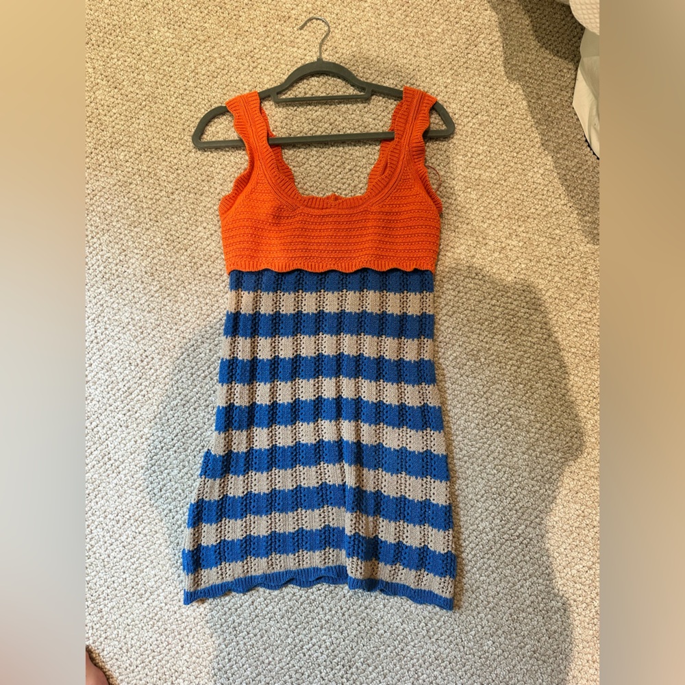 Zara Orange and Blue Knit Mini Dress!
